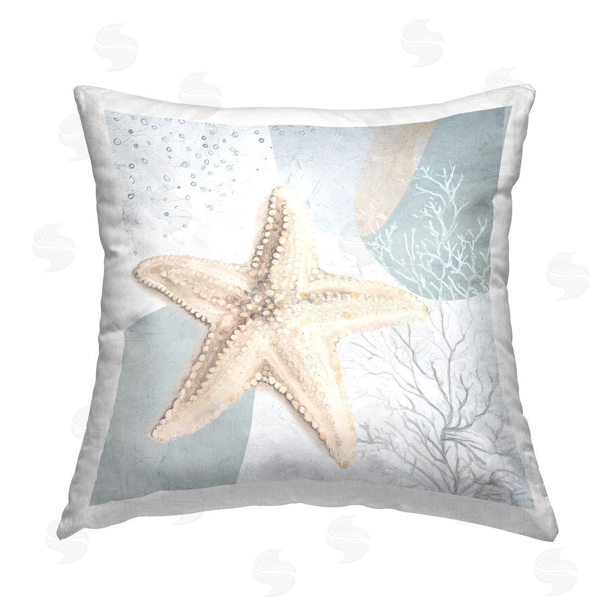 Patricia Pinto Starfish over Circle Pattern Printed Plush Polyester Throw Pillow