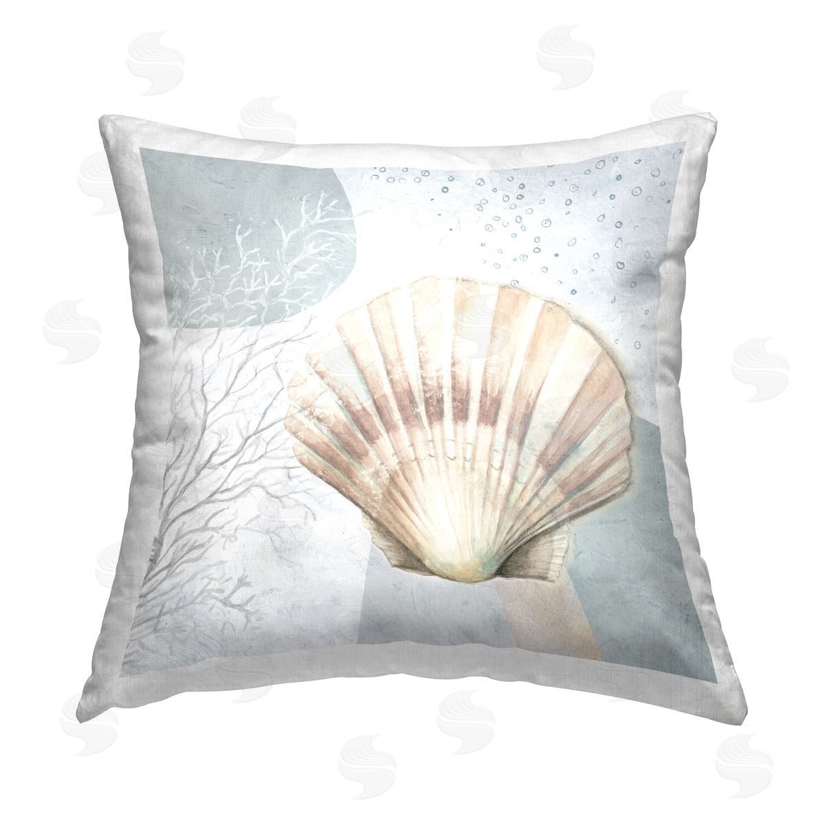 Patricia Pinto Seashell Circle Pattern Printed Plush Polyester Throw Pillow