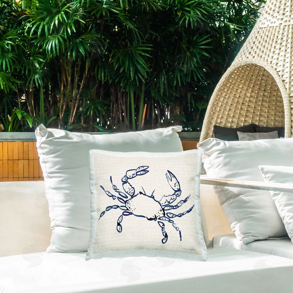 Mercedes Lopez Charro Crab with Dotted Background Outdoor Quick-Dry Polyester Printed Throw Pillow in Back Yard