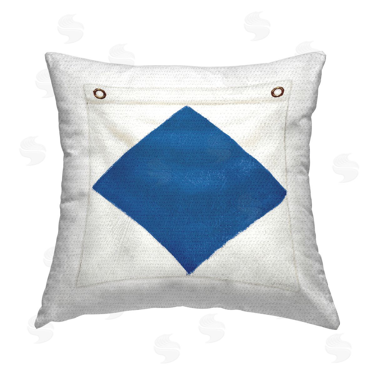 James Wiens Blue & White Nautical Flag Outdoor Quick-Dry Polyester Printed Throw Pillow