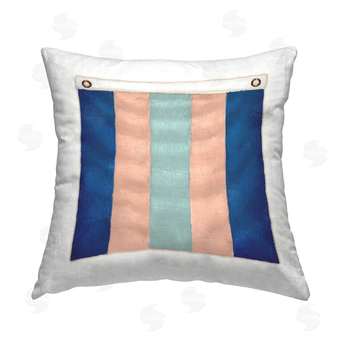James Wiens Striped Nautical Flag Printed Plush Polyester Throw Pillow