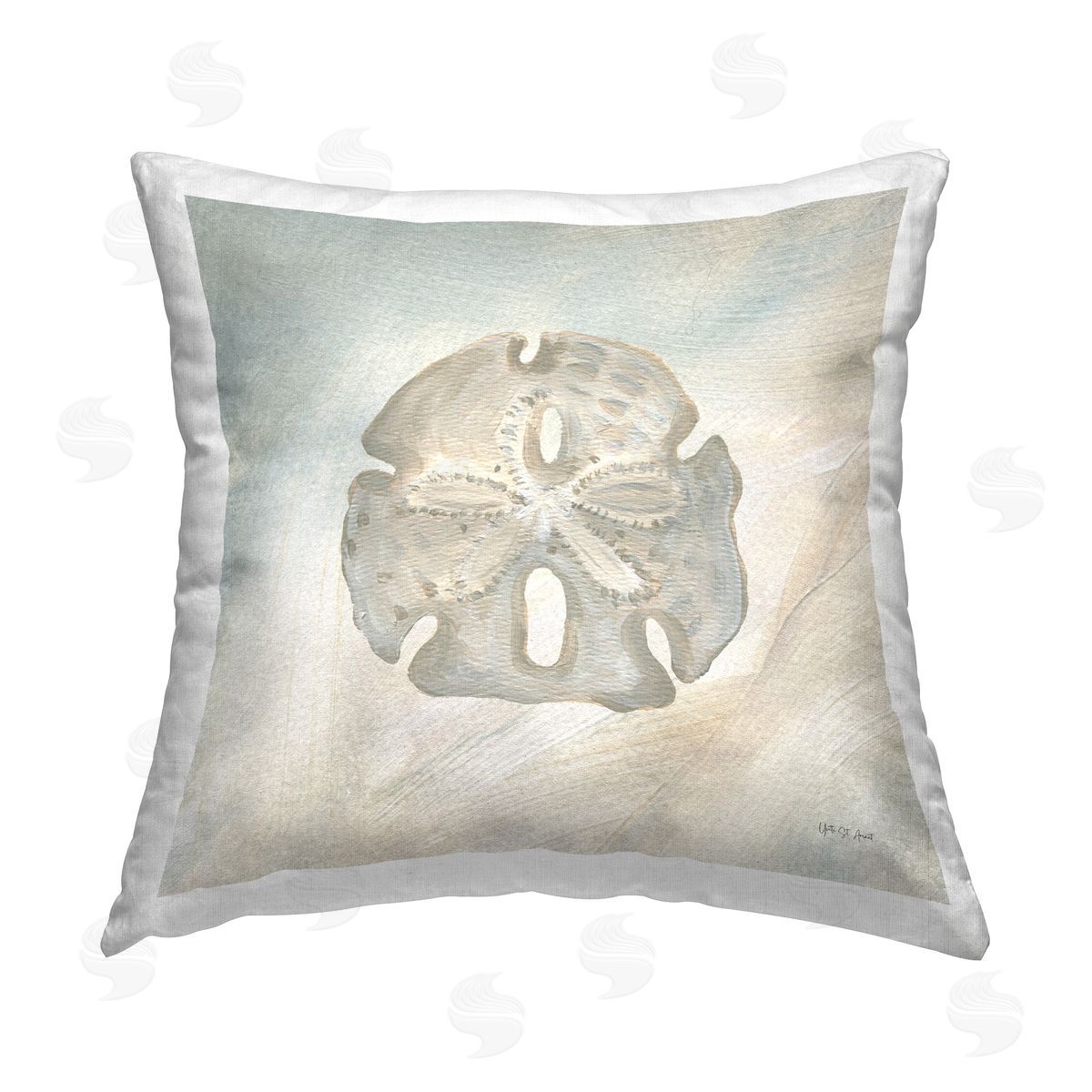 Yvette St. Amant Sand Dollar over Beige Printed Plush Polyester Throw Pillow