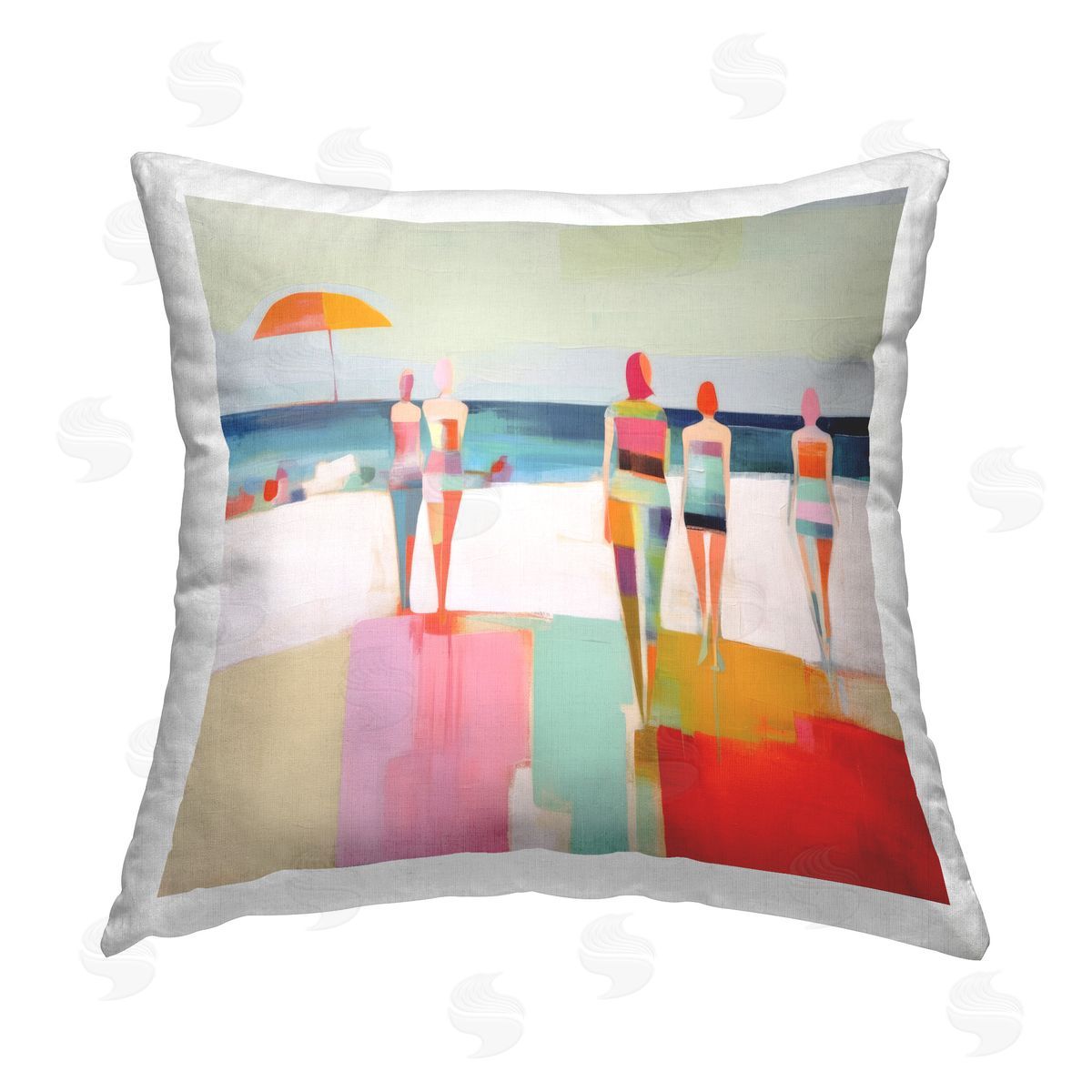 Irena Orlov Strolling on Beach Printed Plush Polyester Throw Pillow