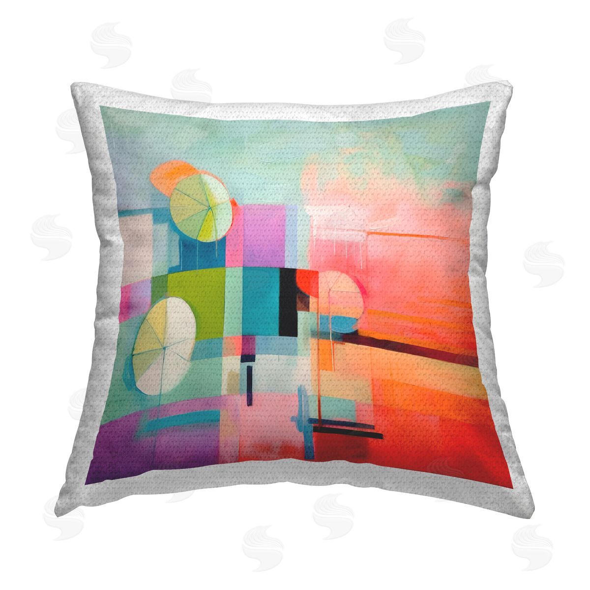 Irena Orlov Beach Umbrellas Abstraction Outdoor Quick-Dry Polyester Printed Throw Pillow