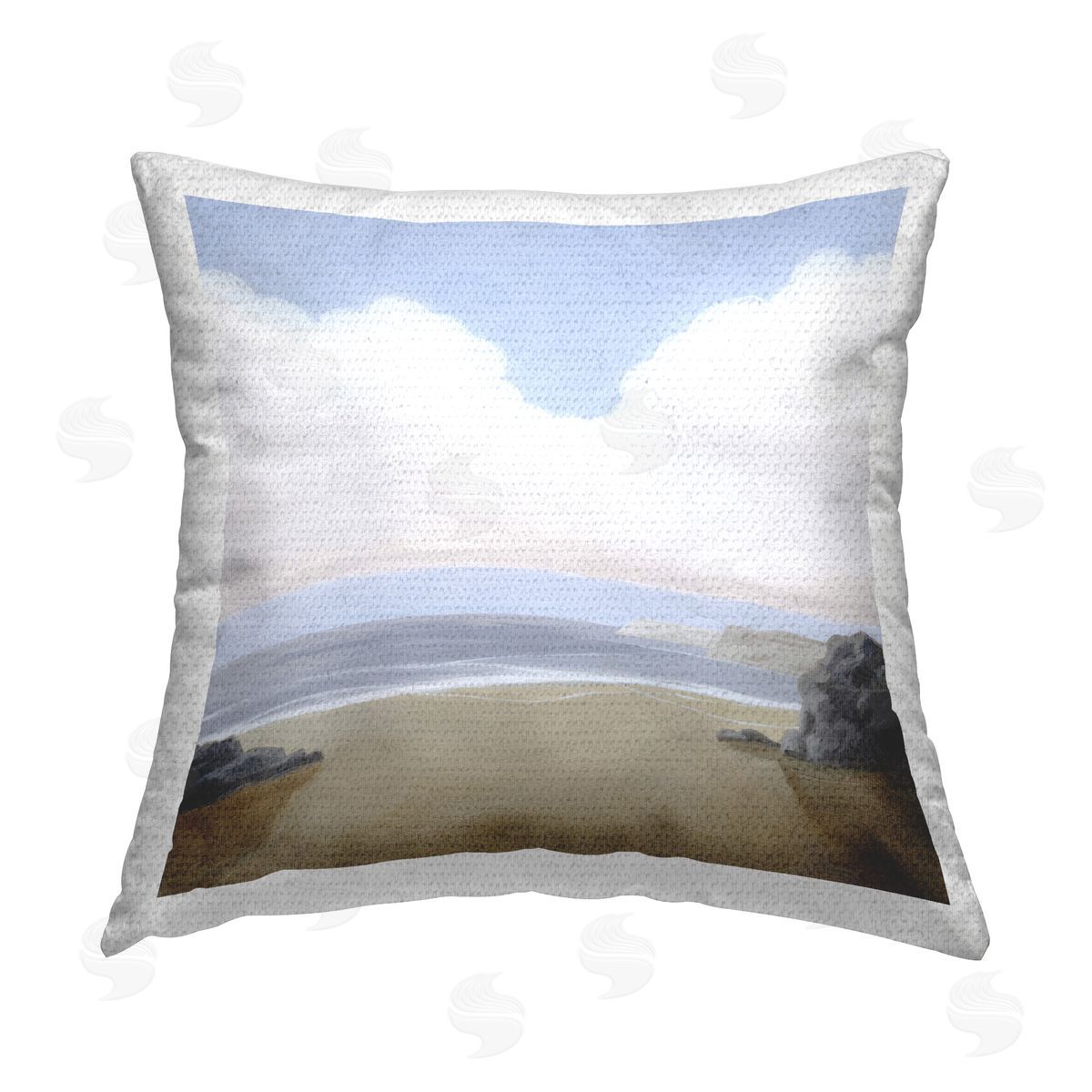 Melissa Wang Soft Clouds Over Beach Outdoor Quick-Dry Polyester Printed Throw Pillow