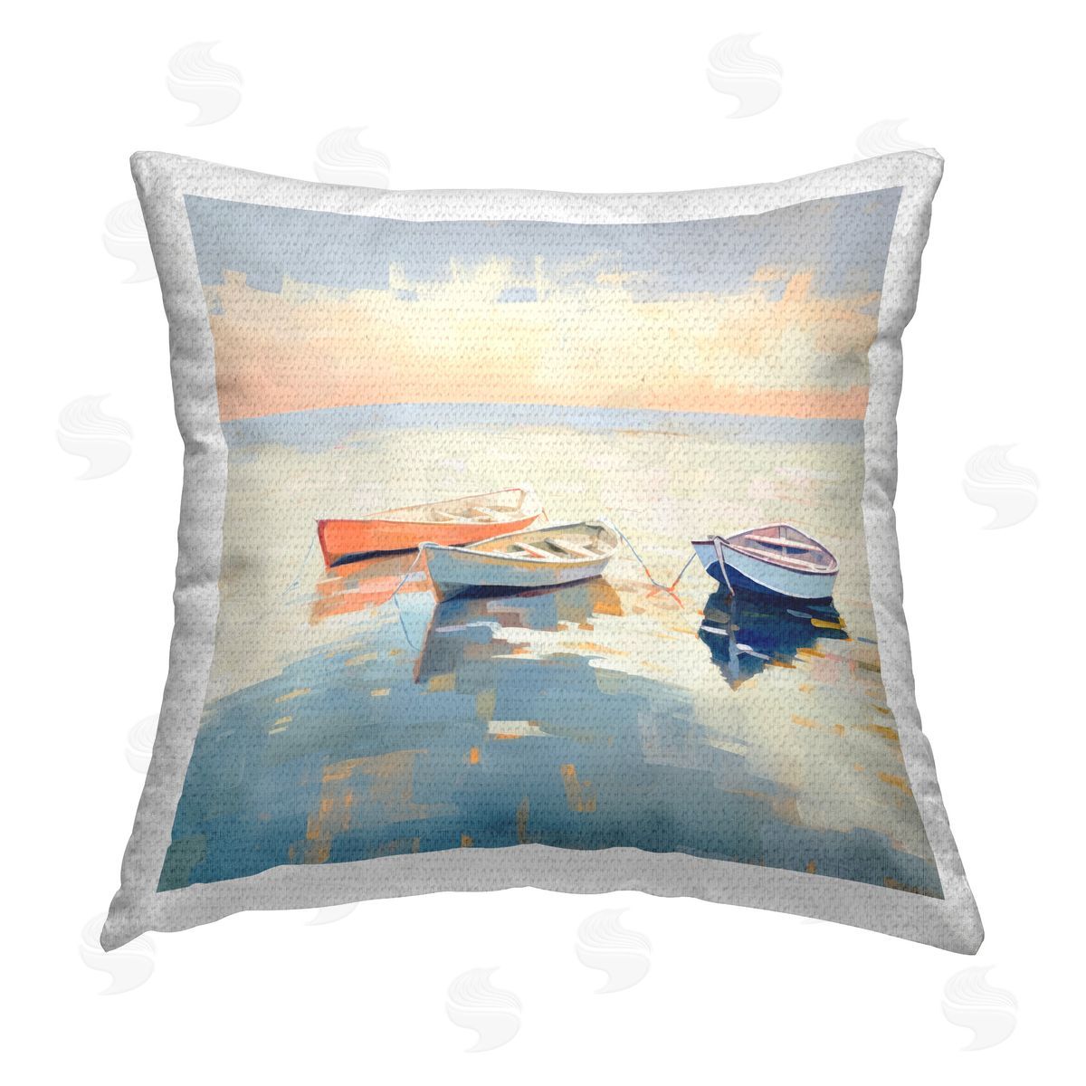 Irena Orlov Soft Pastel Boats Outdoor Quick-Dry Polyester Printed Throw Pillow