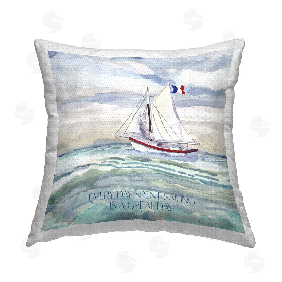 Audrey Jeanne Roberts Great Day Sailing Phrase Outdoor Quick-Dry Polyester Printed Throw Pillow