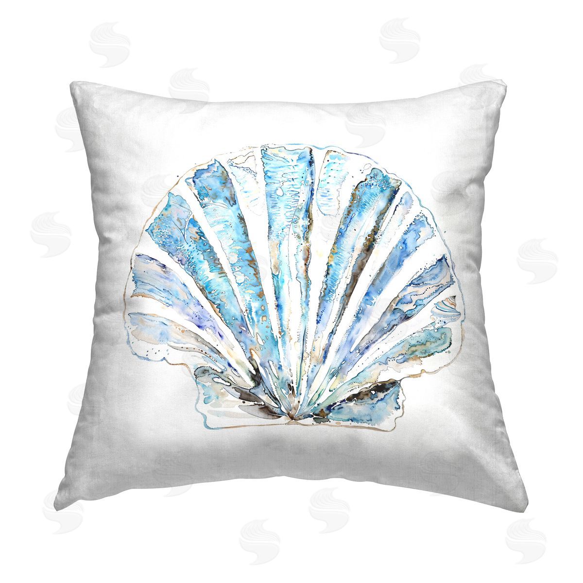 Christine Zalewski Blue Clam Shell Printed Plush Polyester Throw Pillow