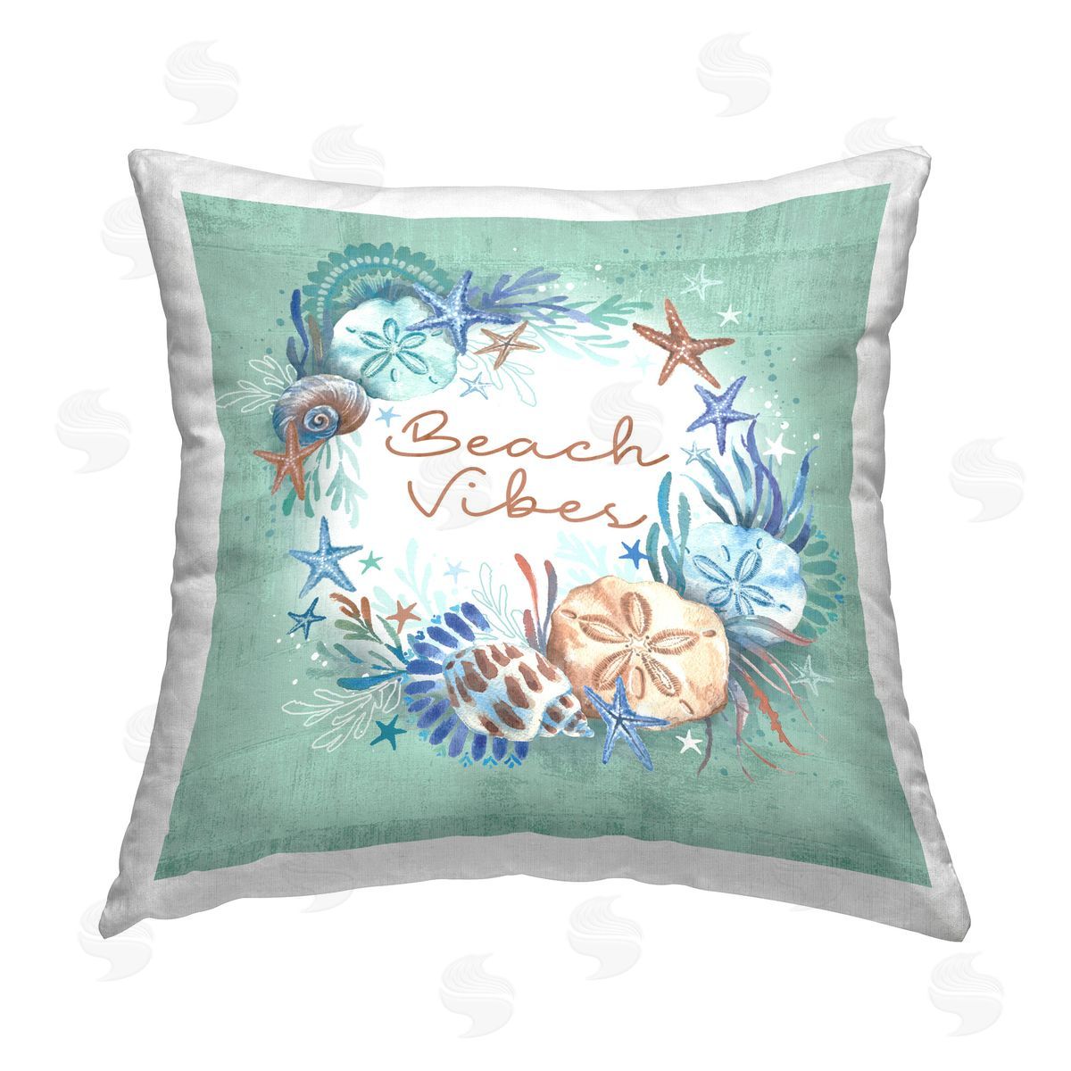 Courtney Morgenstern Beach Vibes & Seashells Printed Plush Polyester Throw Pillow