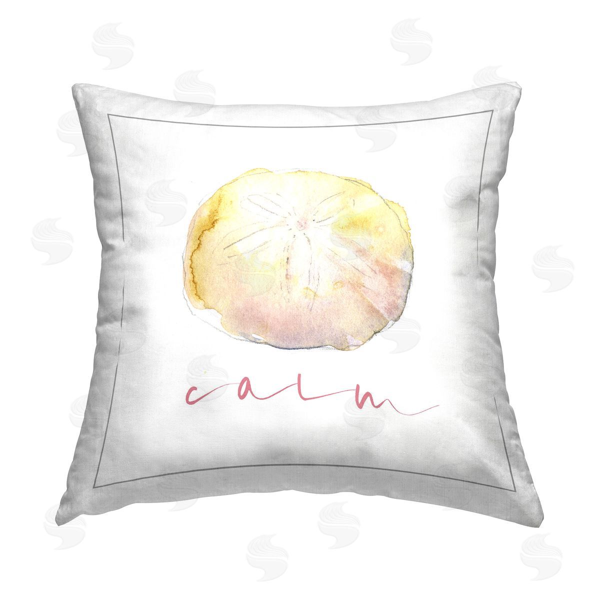 John Keeling Sand Dollar Calm Phrase Printed Plush Polyester Throw Pillow