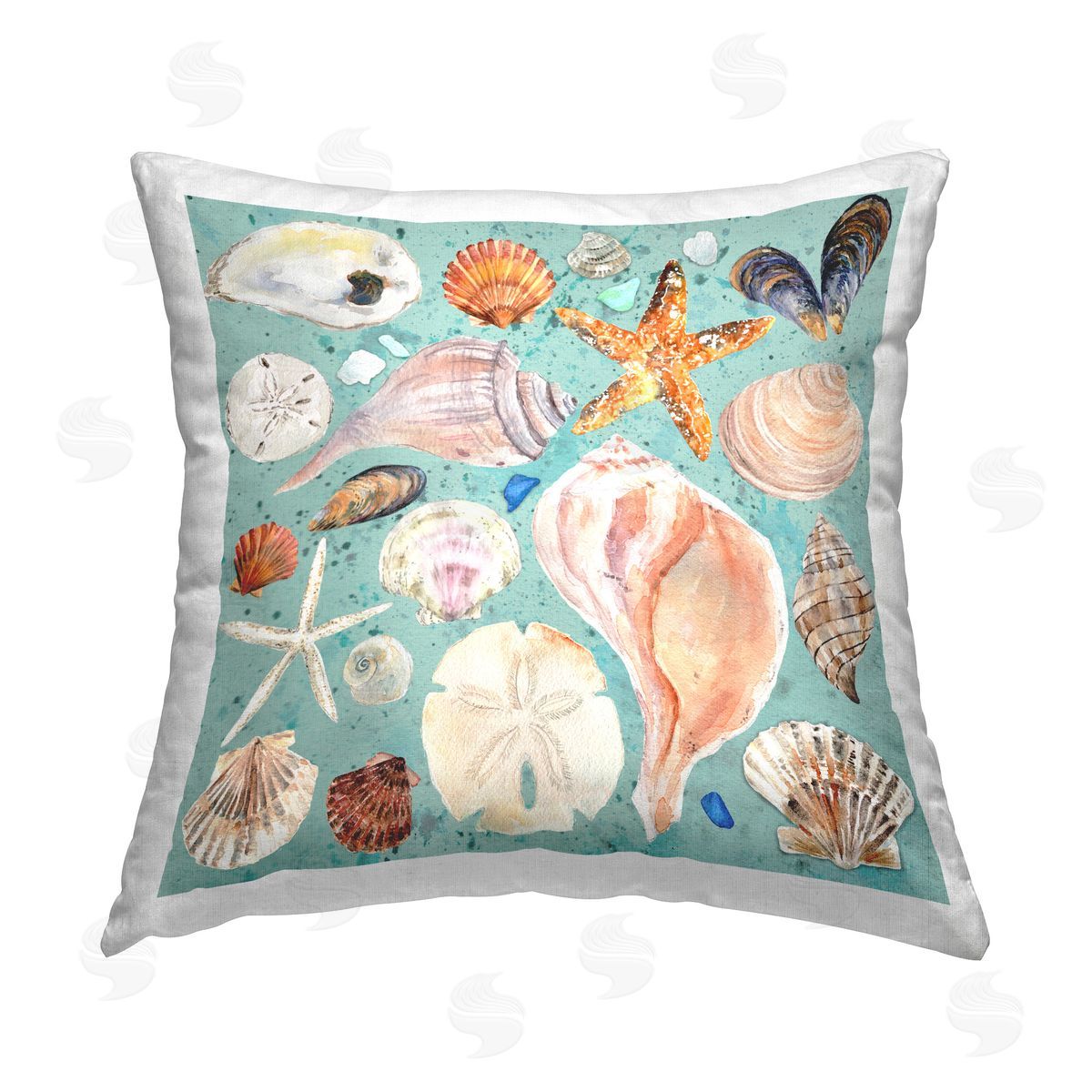Melissa Hyatt Seashell Puzzle Pattern Printed Plush Polyester Throw Pillow