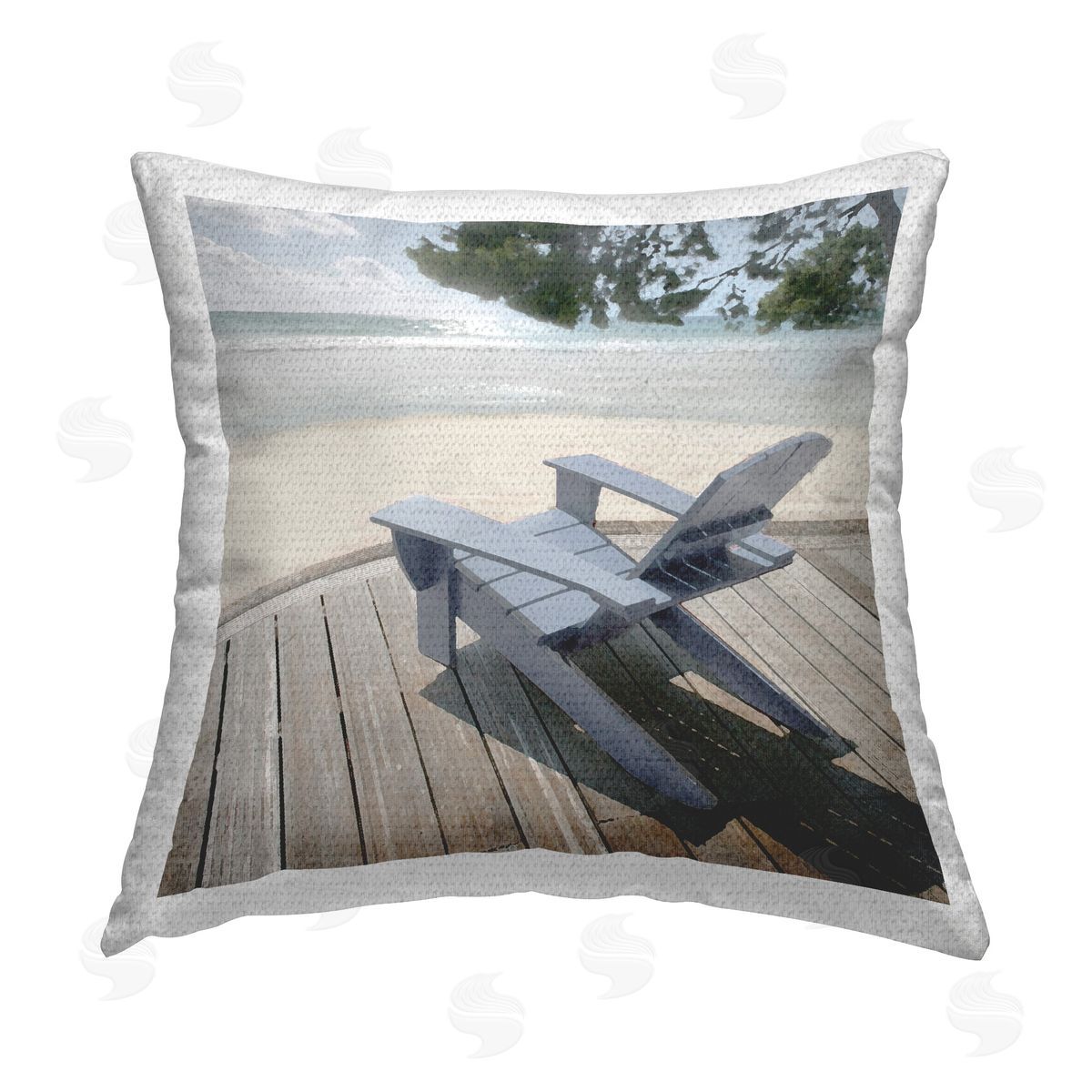 Noah Bay Greek Chair Beach Landscape Outdoor Quick-Dry Polyester Printed Throw Pillow