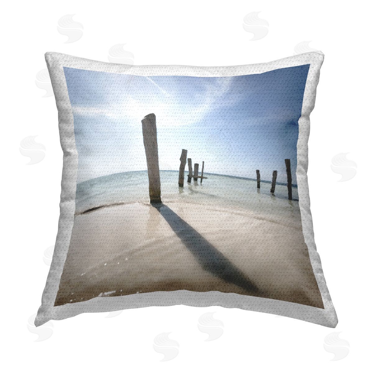 Noah Bay Eight Beach Posts Outdoor Quick-Dry Polyester Printed Throw Pillow