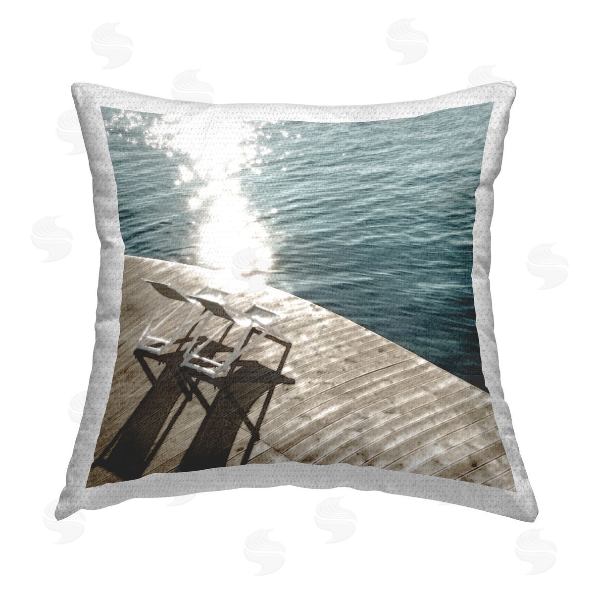 Noah Bay Deck Chair Shadows Outdoor Quick-Dry Polyester Printed Throw Pillow