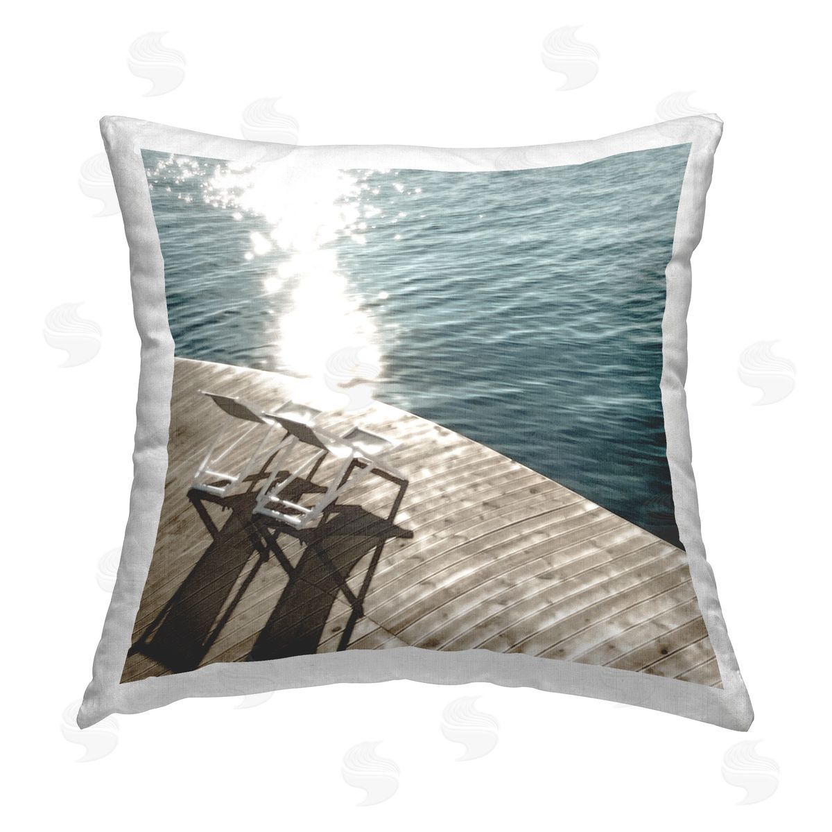 Noah Bay Deck Chair Shadows Printed Plush Polyester Throw Pillow