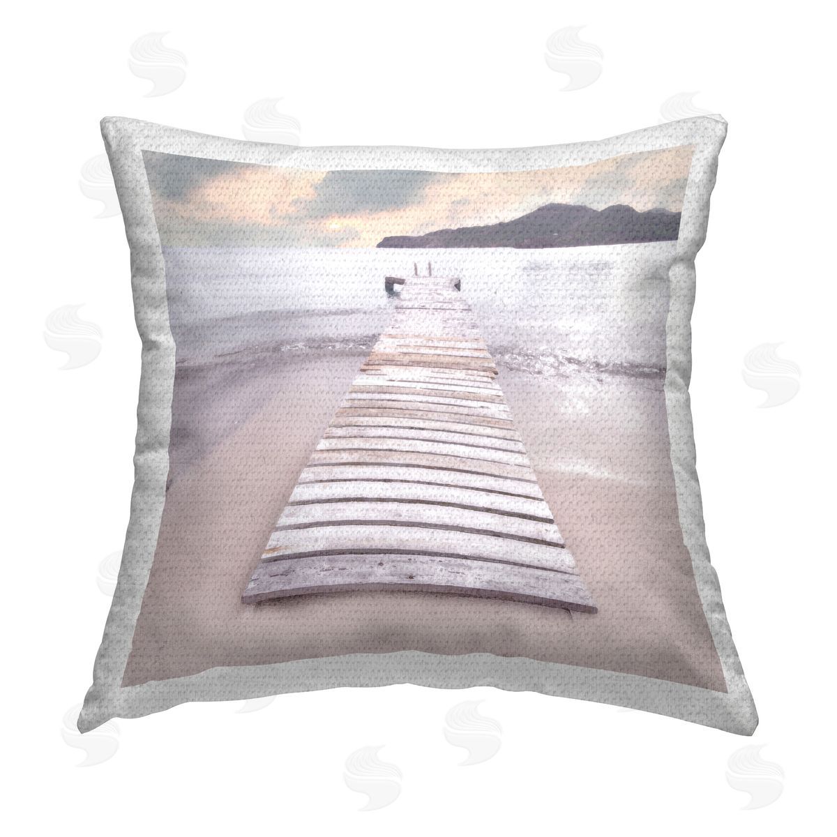 Noah Bay Zen Beach Dock Outdoor Quick-Dry Polyester Printed Throw Pillow