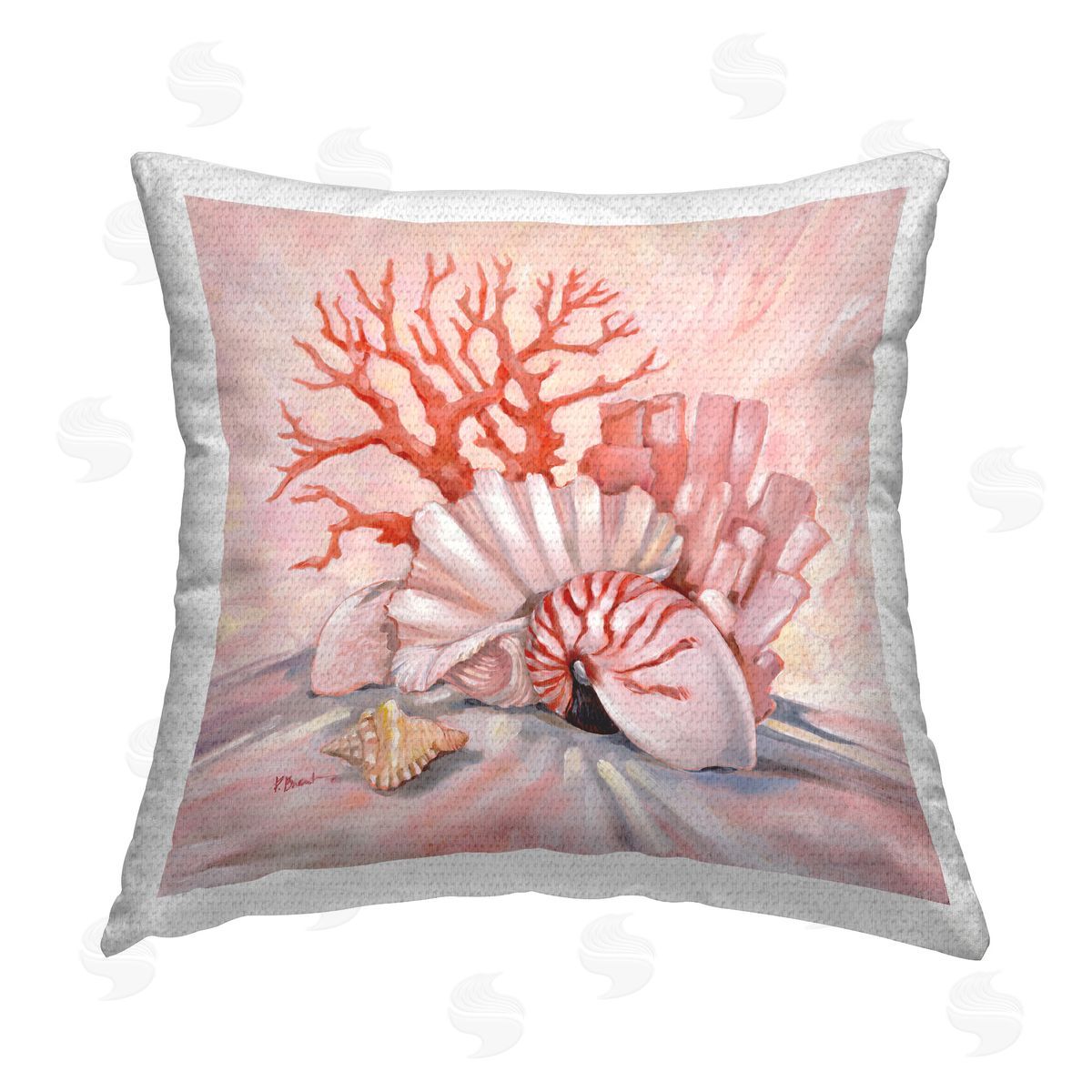 Paul Brent Pink Coral Still Life Outdoor Quick-Dry Polyester Printed Throw Pillow