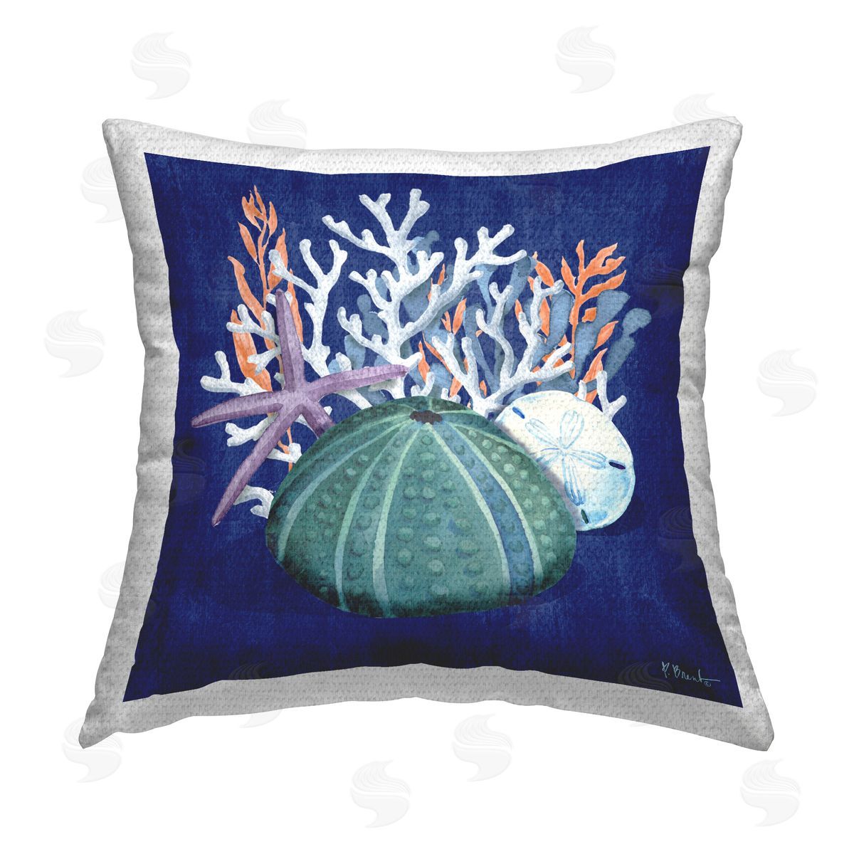Paul Brent Monterey Urchin & Coral Outdoor Quick-Dry Polyester Printed Throw Pillow