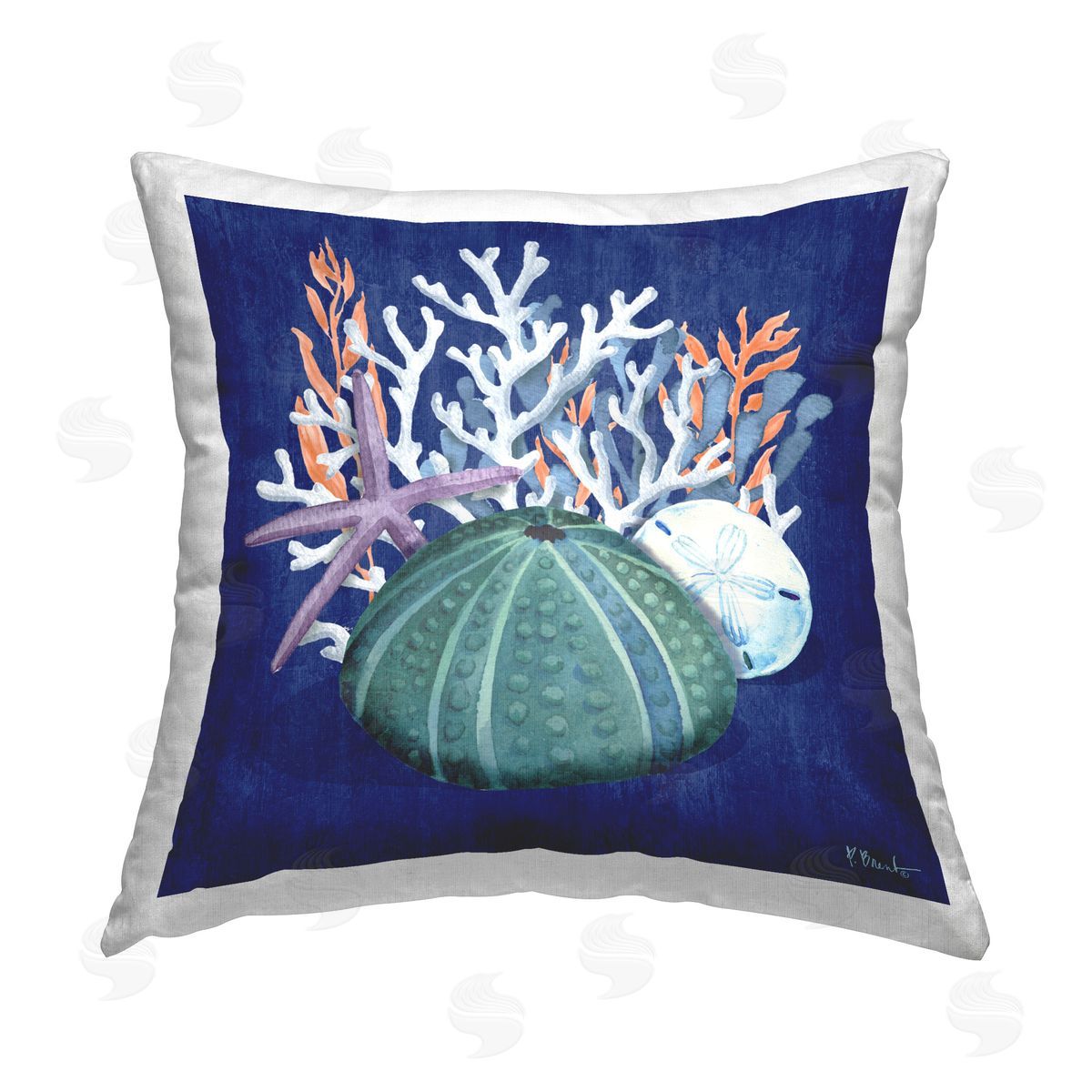 Paul Brent Monterey Urchin & Coral Printed Plush Polyester Throw Pillow