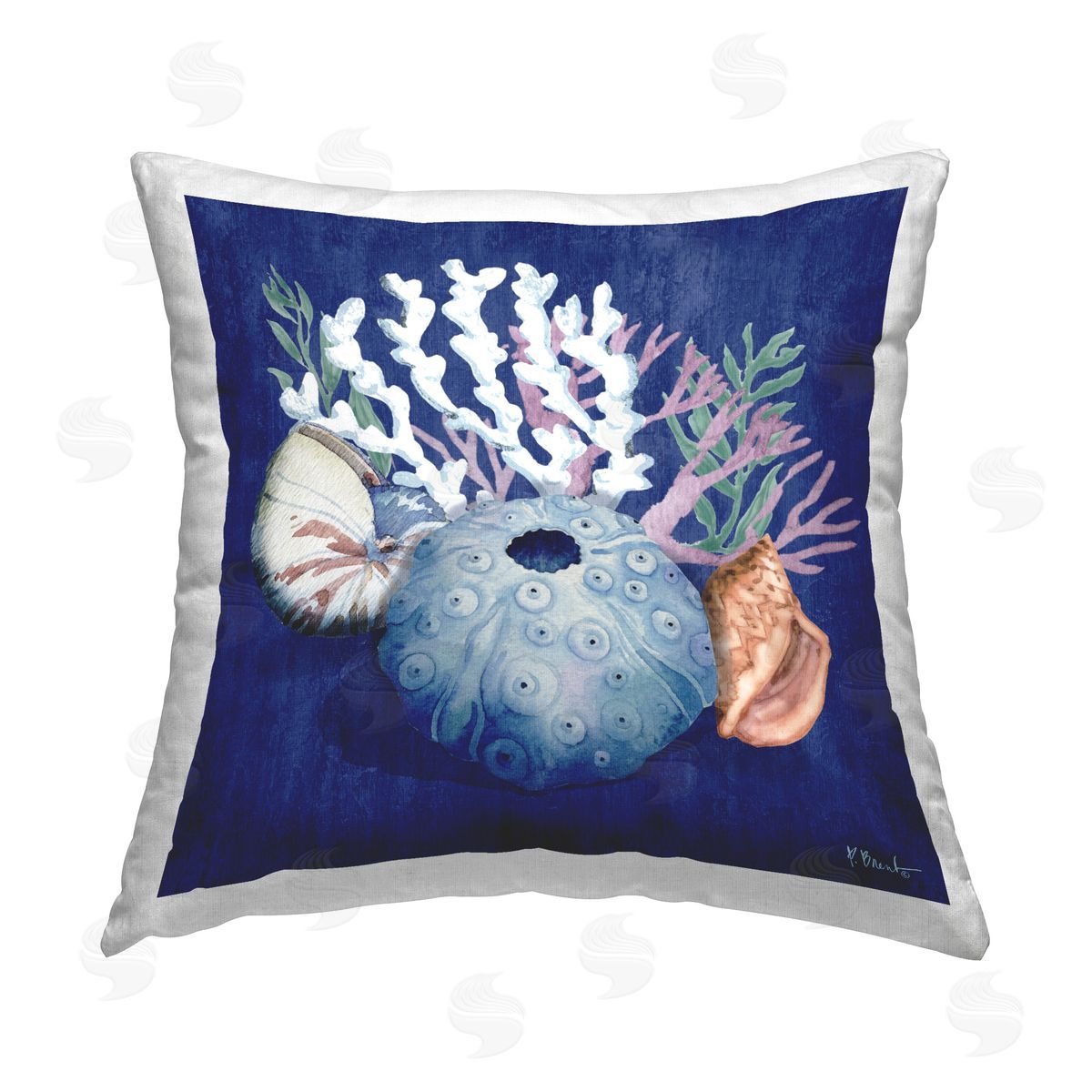 Paul Brent Sea Urchin & Coral Printed Plush Polyester Throw Pillow