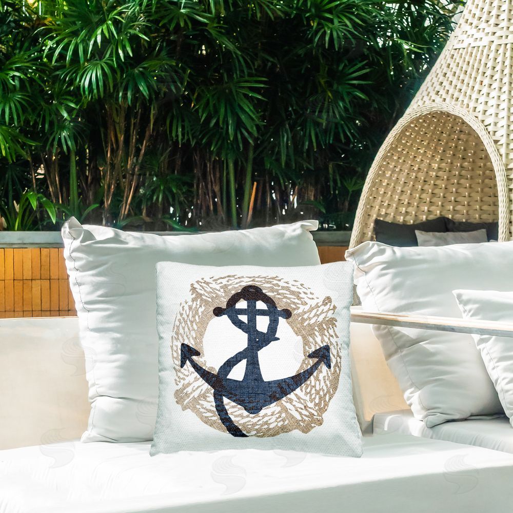 Stupell Studio Anchor & Round Rope Outdoor Quick-Dry Polyester Printed Throw Pillow in Back Yard