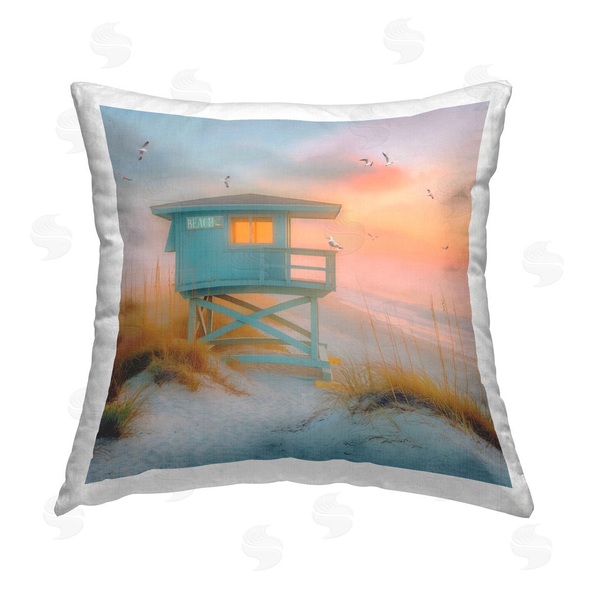 Steve Hunziker Coastal Charm Beach Printed Plush Polyester Throw Pillow