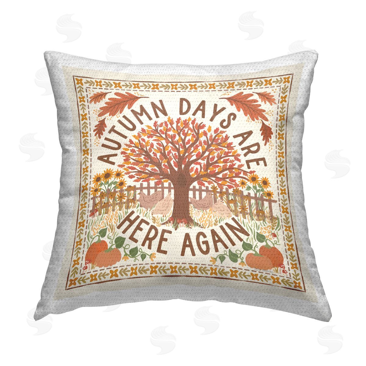 Laura Marshall Autumn Days Here Again Outdoor Quick-Dry Polyester Printed Throw Pillow
