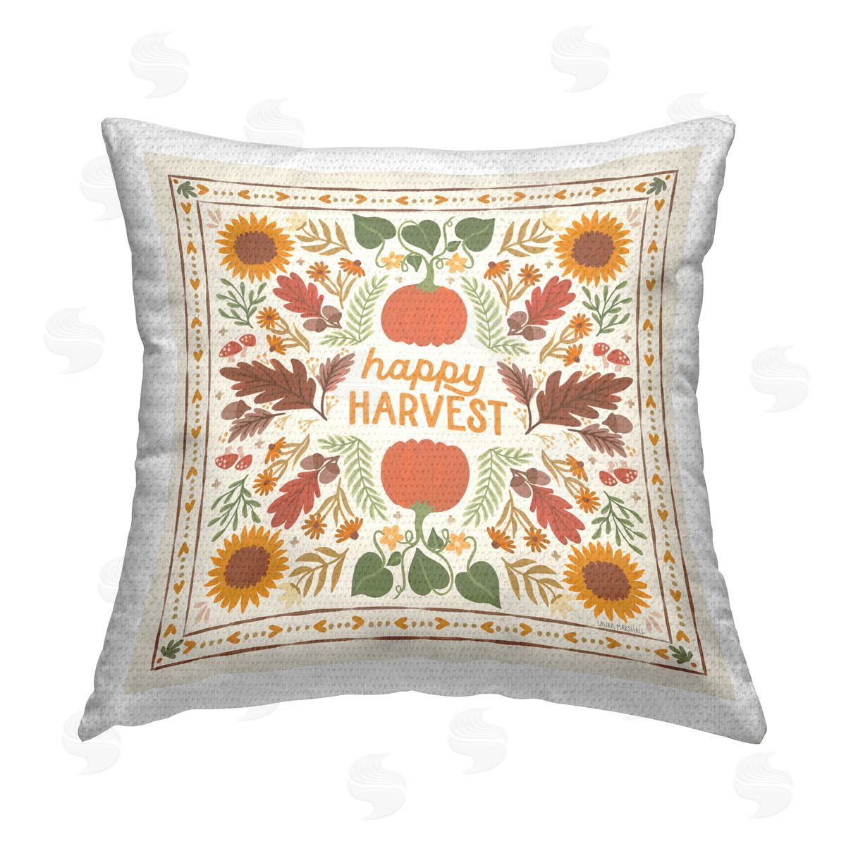 Laura Marshall Happy Harvest Pattern Outdoor Quick-Dry Polyester Printed Throw Pillow
