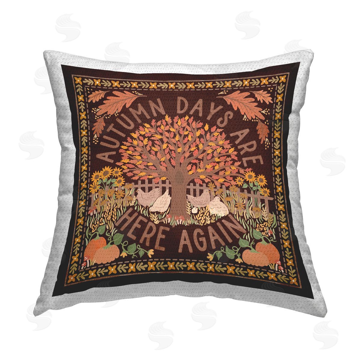 Laura Marshall Autumn Days on Brown Outdoor Quick-Dry Polyester Printed Throw Pillow