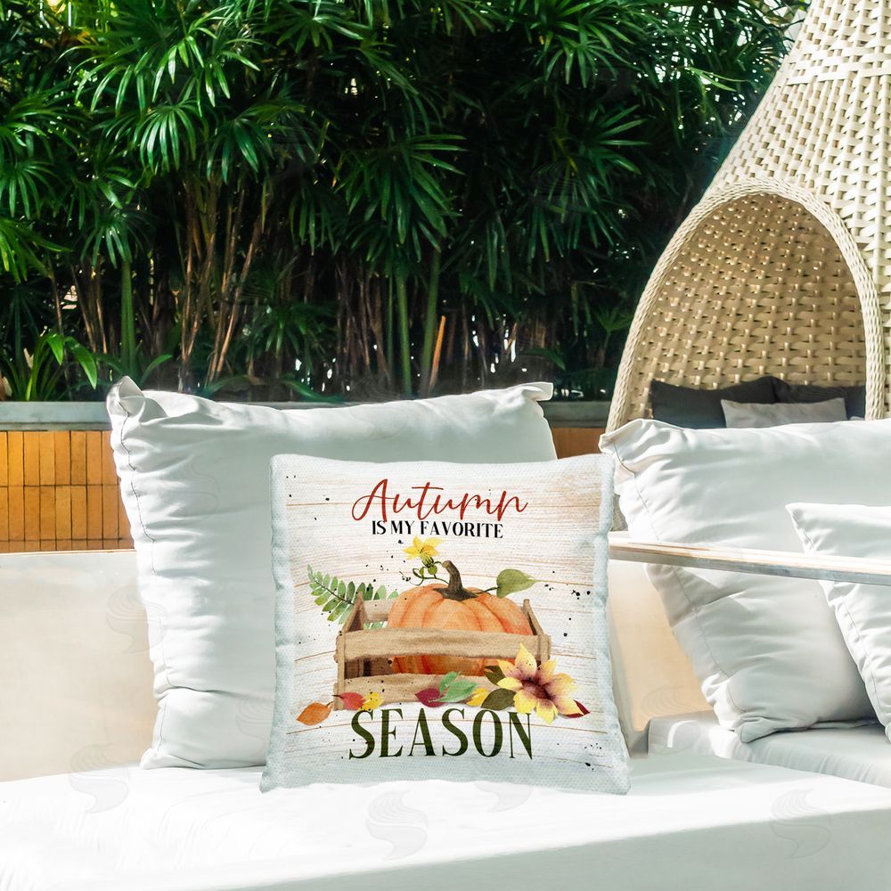 Deane Beesley Autumn Is My Favorite Outdoor Quick-Dry Polyester Printed Throw Pillow in Back Yard
