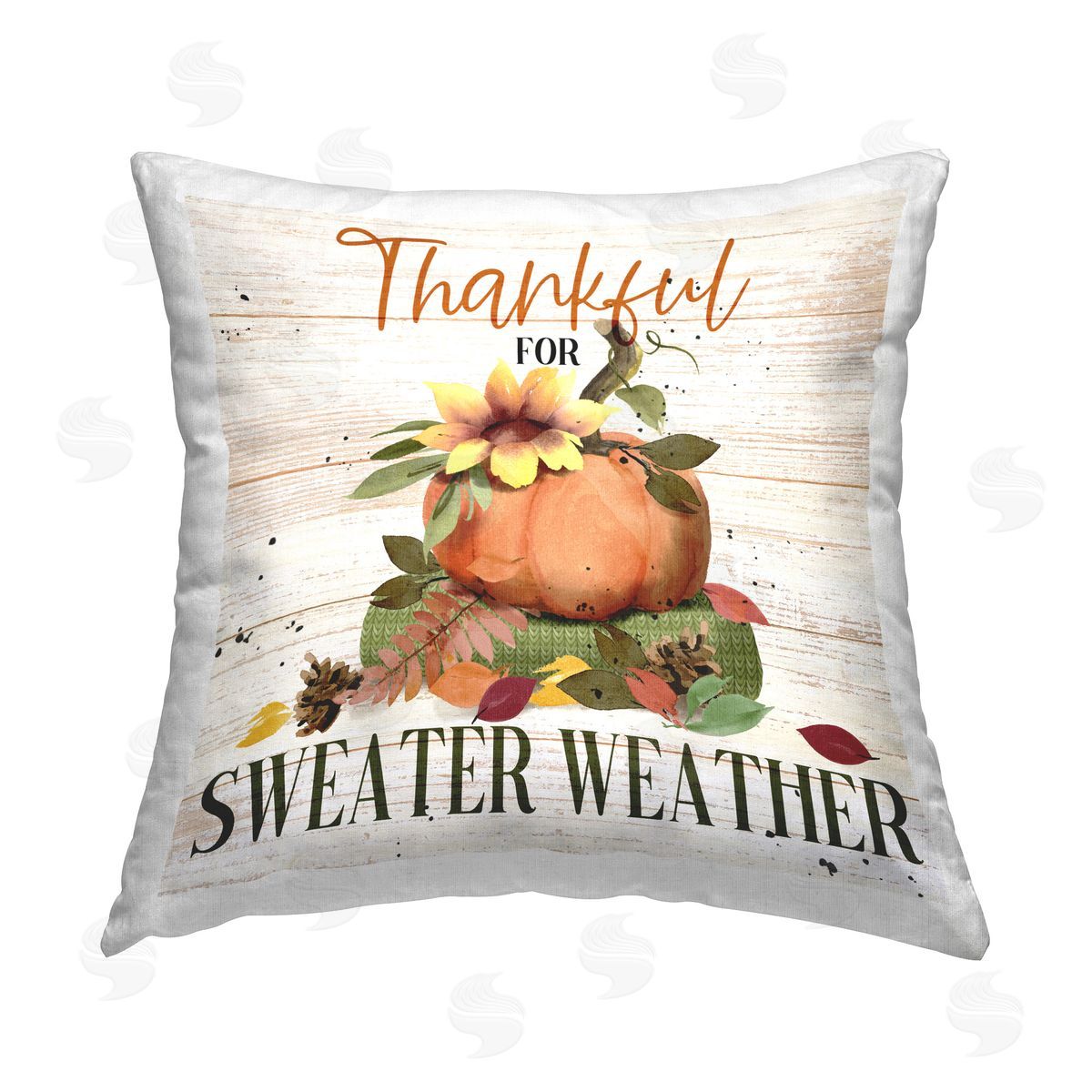 Deane Beesley Thankful Sweater Weather Printed Plush Polyester Throw Pillow