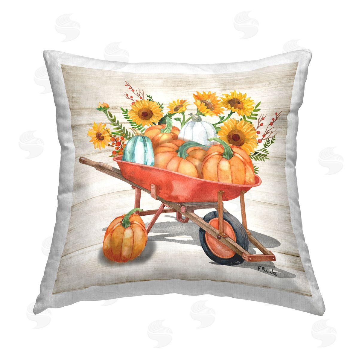 Paul Brent Rustic Harvest Wagon Printed Plush Polyester Throw Pillow
