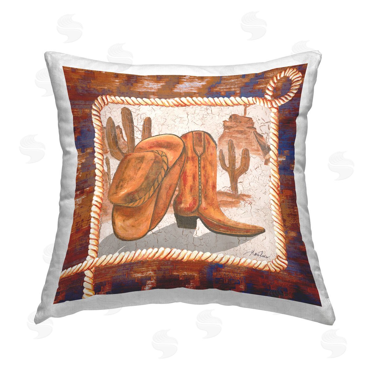 Gina Ritter Western Cowboy Boot Printed Plush Polyester Throw Pillow