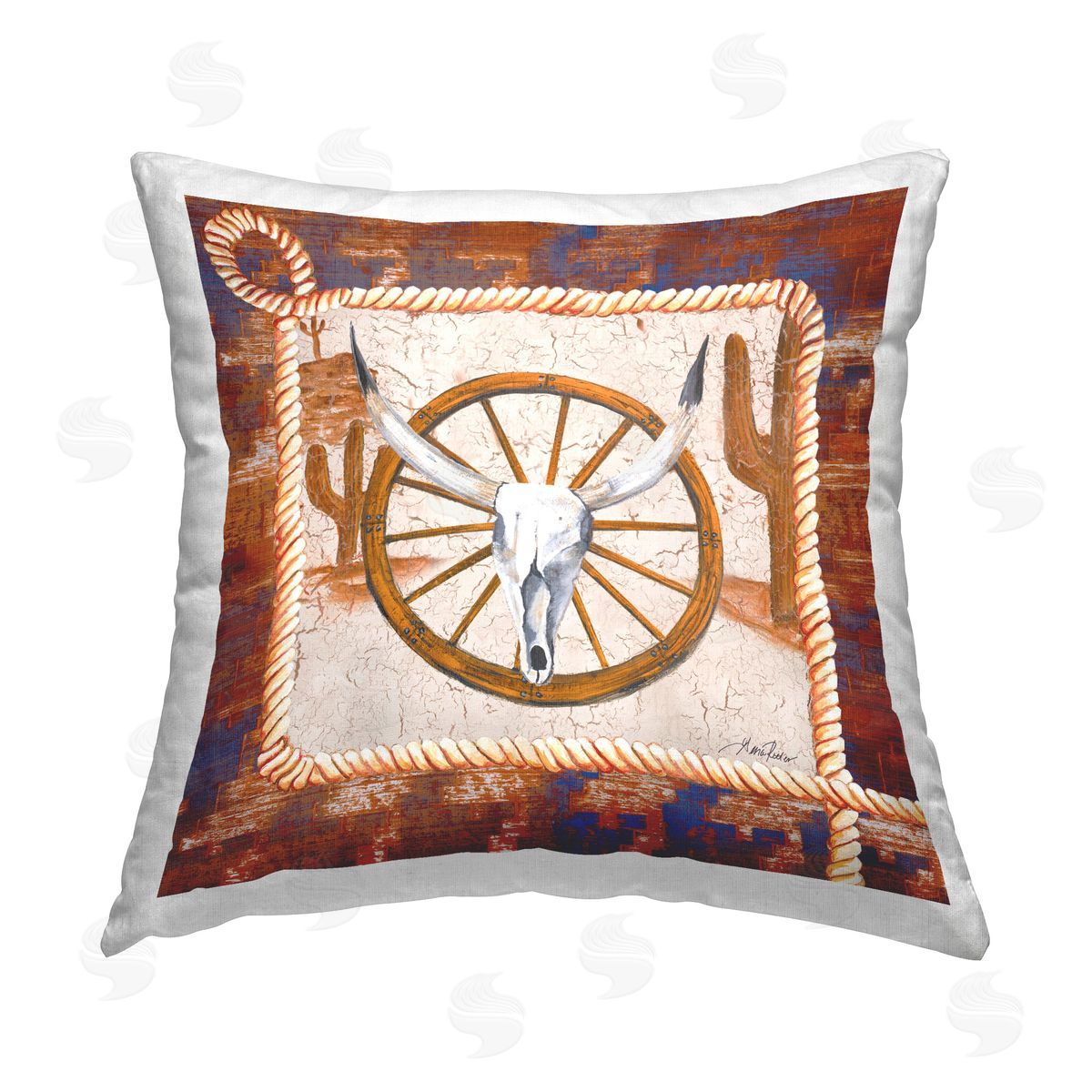Gina Ritter Western Desert Wheel Printed Plush Polyester Throw Pillow