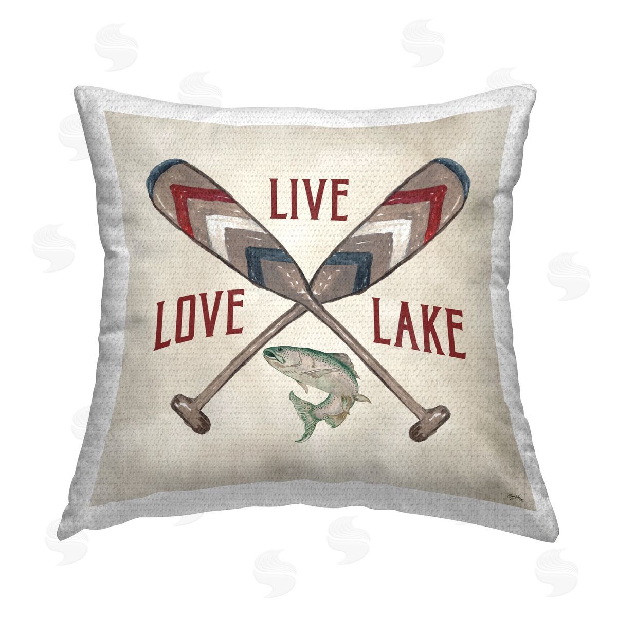 Elizabeth Medley Live Love Lake Oars Outdoor Quick-Dry Polyester Printed Throw Pillow
