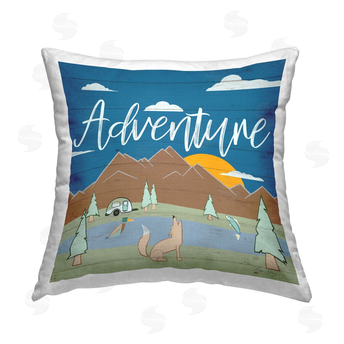 Hugo Edwins Rustic Adventure Landscape Printed Plush Polyester Throw Pillow