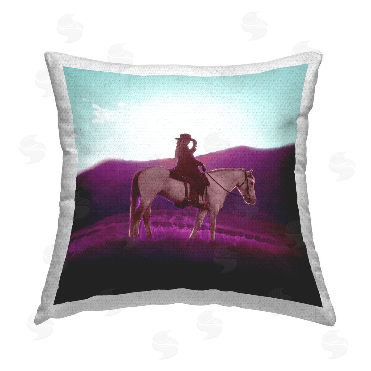 SD Graphics Studio Cowgirl & Purple Mountains Outdoor Quick-Dry Polyester Printed Throw Pillow