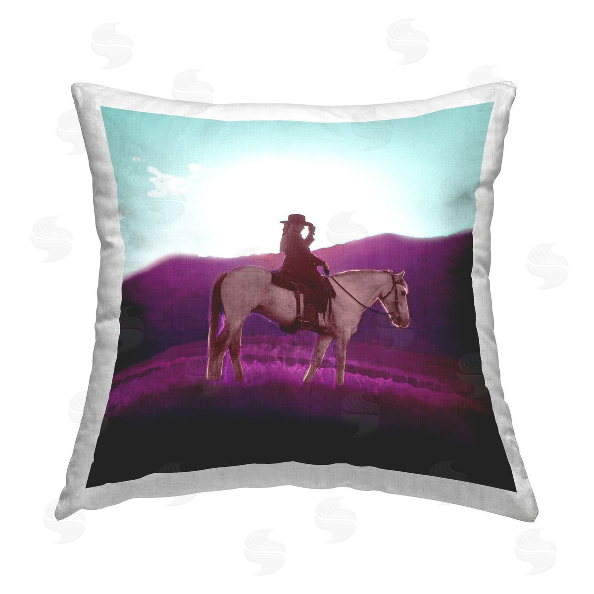 SD Graphics Studio Cowgirl & Purple Mountains Printed Plush Polyester Throw Pillow