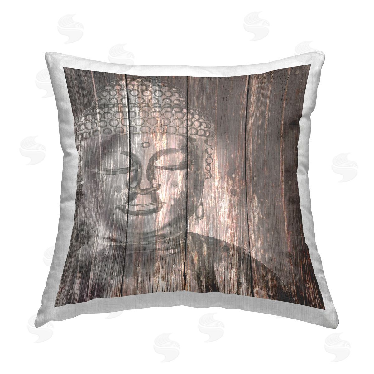 Conrad Knutsen Rustic Buddha Face Printed Plush Polyester Throw Pillow