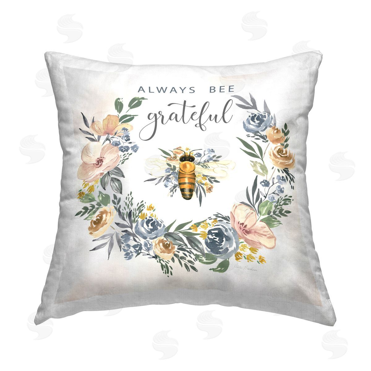 Kristen Brockmon Country Bee Grateful Printed Plush Polyester Throw Pillow