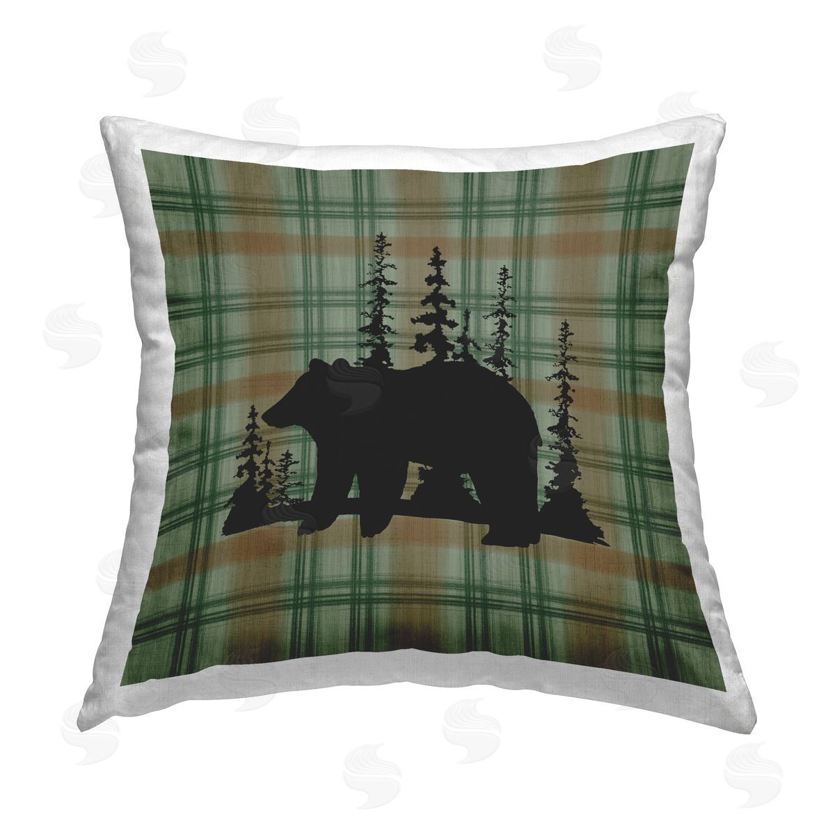 Jacki Frerichs Forest Bear on Plaid Printed Plush Polyester Throw Pillow