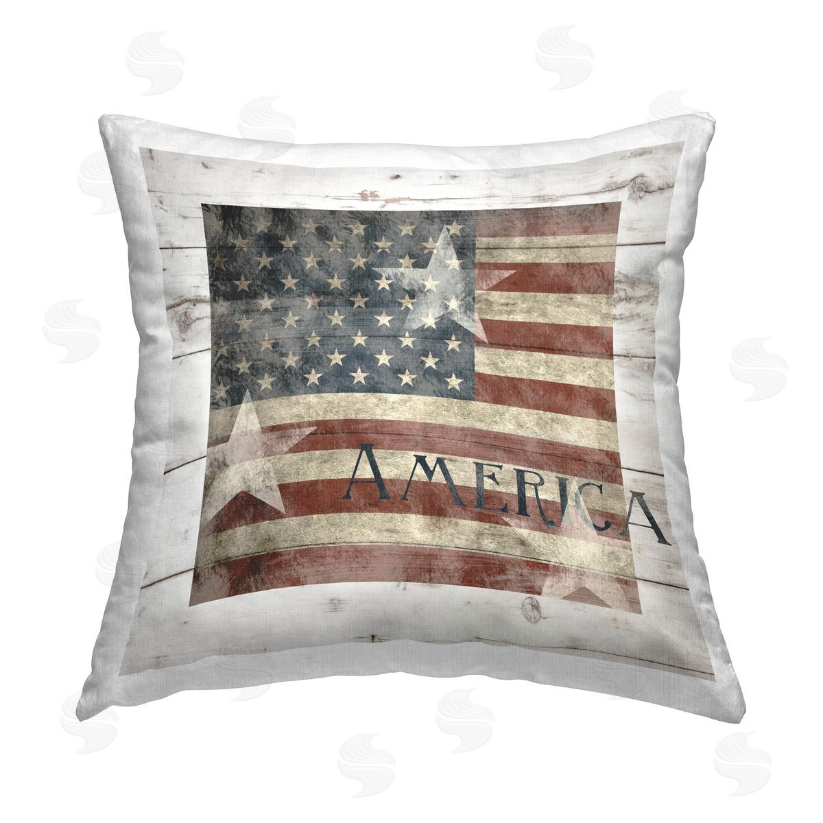 Carol Robinson Rustic Stars & Stripes Printed Plush Polyester Throw Pillow
