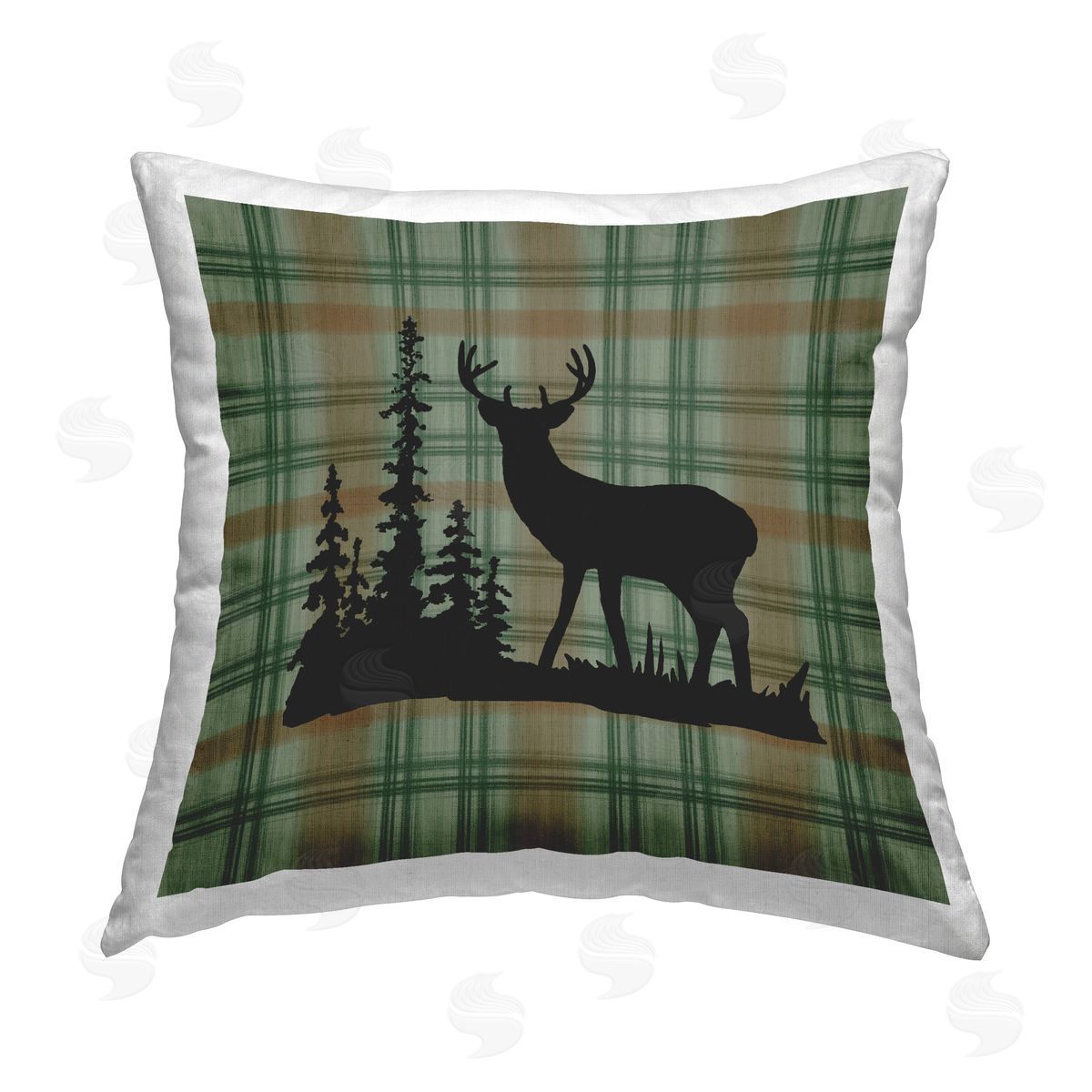 Jacki Frerichs Forest Deer on Plaid Printed Plush Polyester Throw Pillow