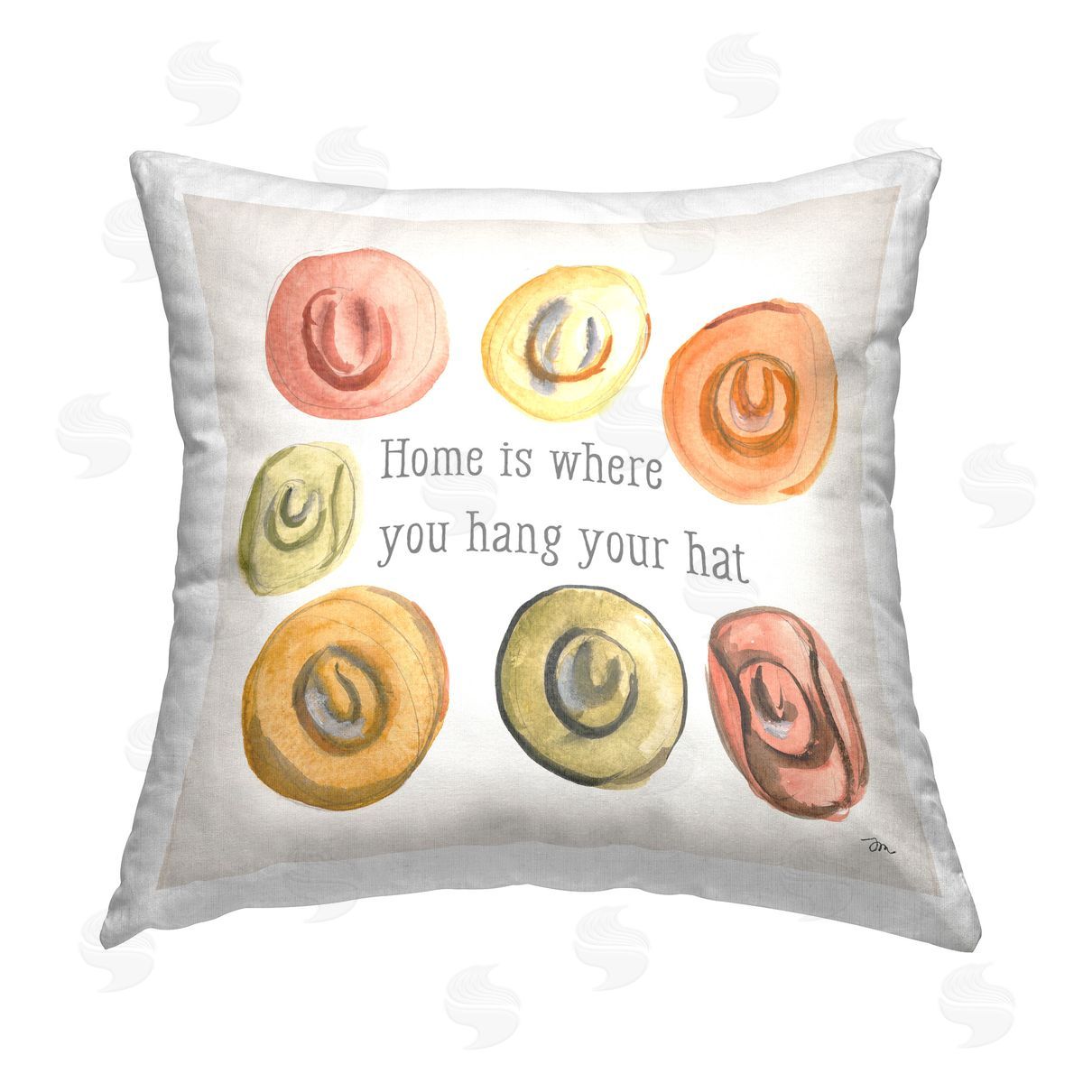 Jessica Mingo Hang Your Hat Phrase Printed Plush Polyester Throw Pillow
