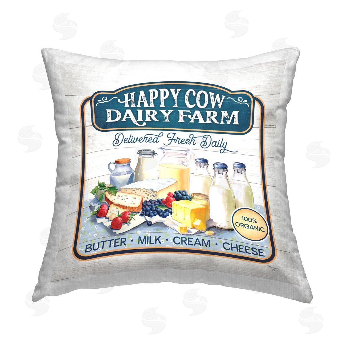 Mollie B. Happy Cow Farm Printed Plush Polyester Throw Pillow