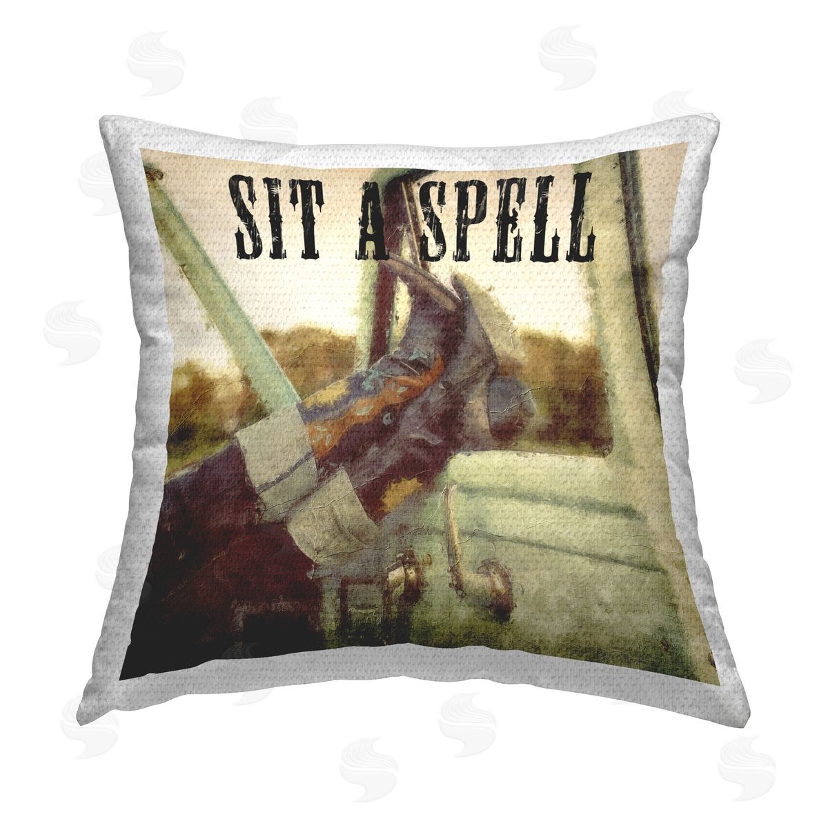 Sasha Sit A Spell Cowboy Outdoor Quick-Dry Polyester Printed Throw Pillow