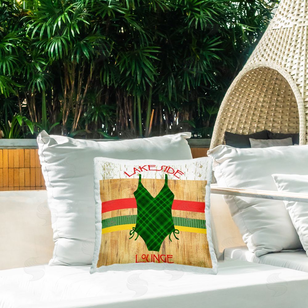 Andrea Tachiera Lakeside Lounge Swimsuit Outdoor Quick-Dry Polyester Printed Throw Pillow in Back Yard