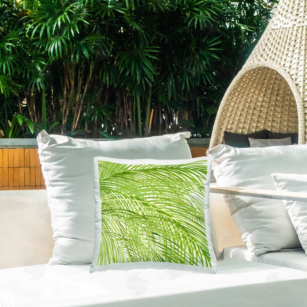 Sherri Buck Baldwin Palm Fronds Pattern Outdoor Quick-Dry Polyester Printed Throw Pillow in Back Yard