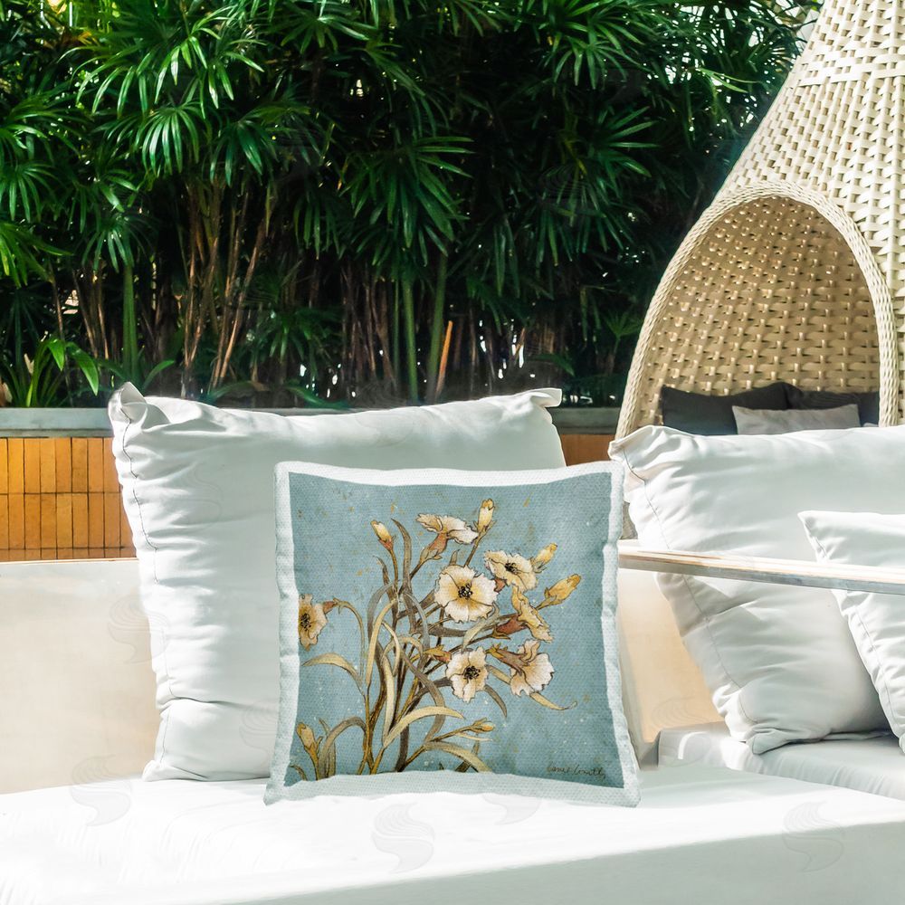 Lanie Loreth Natural Blooming Buds Outdoor Quick-Dry Polyester Printed Throw Pillow in Back Yard