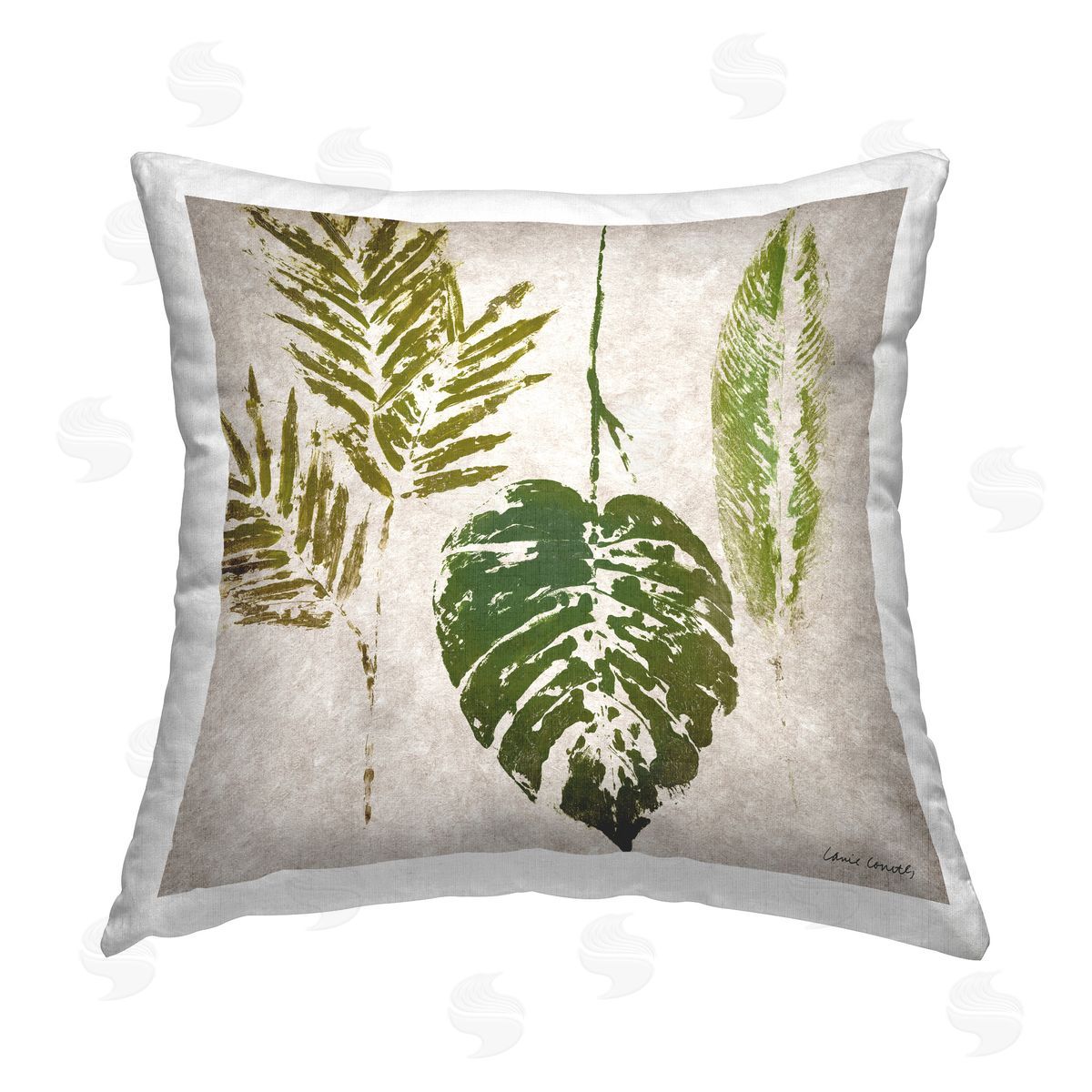 Lanie Loreth Greenery Leaf Impressions Printed Plush Polyester Throw Pillow